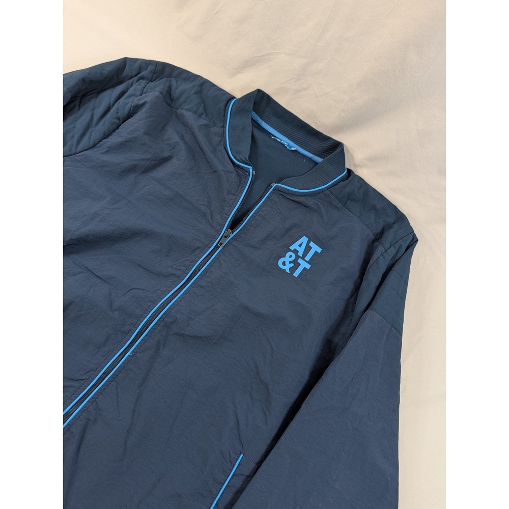 AT&T Employee Jacket Mens‎ XL Blue Bomber Full Zip Logo Lightweight Windbreaker